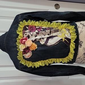 Refashioned denim moto jacket